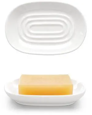 Ceramic Soap Dish for Bath Sink- Modern White Bar Soap Holder for Shower - Easy to Clean Multi-Purpose Oval Soap Dishes for Soap Bar, Sponges, Jewelry, Small Items | Fits Bathroom & Kitchen Ceramic Soap Dish for Bath Sink- Modern White Bar Soap Holder for Shower - Easy to Clean Multi-Purpose Oval Soap Dishes for Soap Bar, Sponges, Jewelry, Small Items | Fits Bathroom & Kitchen