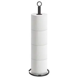 Bath Toilet Paper Holder Stand, Freestanding Tissue Paper Storage with Reserve, Space Toilet 4 Rolls Holder for Bathroom/Kitchen Countertop-All Metal (1 Pack, Matte Black) Bath Toilet Paper Holder Stand, Freestanding Tissue Paper Storage with Reserve, Space Toilet 4 Rolls Holder for Bathroom/Kitchen Countertop-All Metal (1 Pack, Matte Black)