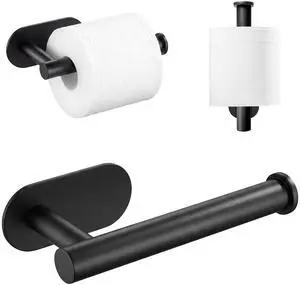 Toilet Paper Holder Wall Mount, Matte Black No Drill Bathroom Toilet Roll Holder, Anti-Corrosion Rust Proof Toilet Paper Holder Wall Mount, Matte Black No Drill Bathroom Toilet Roll Holder, Anti-Corrosion Rust Proof