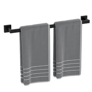 24 Inch Matte Black Towel Bar, Square Base, Total Length 26-Inch 24 Inch Matte Black Towel Bar, Square Base, Total Length 26-Inch