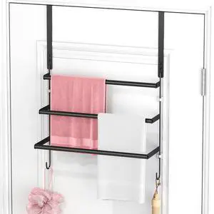 Over The Door Towel Rack, Door Towel Bar, Black Over The Door Towel Rack, Door Towel Bar, Black