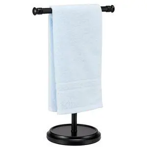 Hand Towel Holder Stand, Free Standing Towel Rack Stand with Stainless Steel Base, Rust-Proof Towel Bar for Bathroom Kitchen Countertop (Black) Hand Towel Holder Stand, Free Standing Towel Rack Stand with Stainless Steel Base, Rust-Proof Towel Bar for Bathroom Kitchen Countertop (Black)