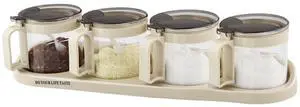 Gourmet Seasoning Box with Serving Spoons, Spice Jar Set Condiment Cruet Bottle, Kitchen Supplies,Nice Design for Kitchen (glass) Gourmet Seasoning Box with Serving Spoons, Spice Jar Set Condiment Cruet Bottle, Kitchen Supplies,Nice Design for Kitchen (glass)