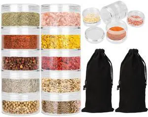 2 Sets 5 Layers Clear Portable Travel Spice Jars, Multi Camping Spice Containers with Organizer Bag, Stackable Spice Salt and Pepper Set for Outdoor Cooking, Camping, Traveling, Barbecuing 2 Sets 5 Layers Clear Portable Travel Spice Jars, Multi Camping Spice Containers with Organizer Bag, Stackable Spice Salt and Pepper Set for Outdoor Cooking, Camping, Traveling, Barbecuing