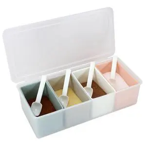 Seasoning Storage Box Condiment Canisters with Lid & Spoons Seasoning Storage Box Condiment Canisters with Lid & Spoons