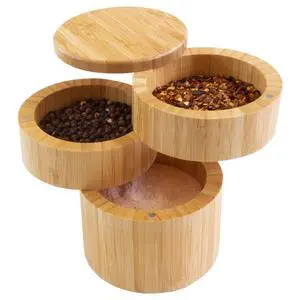 Triple Salt Cellar, 3-Tier Salt and Pepper Container Triple Salt Cellar, 3-Tier Salt and Pepper Container