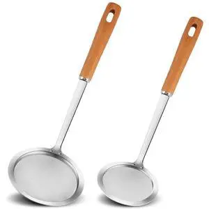 2PCS Fine Mesh Stainless Steel Colander Spoon, Hot Pot Fat Skimmer Spoon, Multi-functional Fine Mesh Food Strainer for Skimming Grease and Foam 2PCS Fine Mesh Stainless Steel Colander Spoon, Hot Pot Fat Skimmer Spoon, Multi-functional Fine Mesh Food Strainer for Skimming Grease and Foam