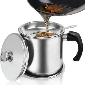 Bacon Grease Container with Strainer for Kitchen, 43oz Stainless Steel Grease Saver Cooking Oil Keeper Bacon Grease Container with Strainer for Kitchen, 43oz Stainless Steel Grease Saver Cooking Oil Keeper
