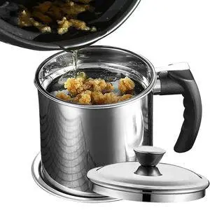 Stainless Steel Grease Containerwith Fine Mesh Strainerwith Lid and Easy-Grip Handlefor Kitchen Storing Frying Cooking Grease1.3L Stainless Steel Grease Containerwith Fine Mesh Strainerwith Lid and Easy-Grip Handlefor Kitchen Storing Frying Cooking Grease1.3L