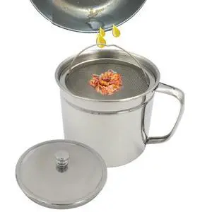 Cooking Oil Storage Can-Bacon Grease Keeper-Stainless Mesh Strainer-Easy Grip Handle-Large 5 Cup Fat Storage Cooking Oil Storage Can-Bacon Grease Keeper-Stainless Mesh Strainer-Easy Grip Handle-Large 5 Cup Fat Storage