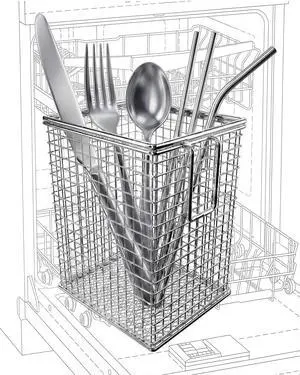 Dishwasher Chopstick Basket with Hook, 304 Stainless Steel Dishwasher Chopstick Basket with Hook, 304 Stainless Steel