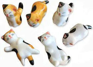 Ceramic Cute Cat Chopsticks Rest Dinner Spoon Stand Knife Fork Holder (Set of 6PCS) Ceramic Cute Cat Chopsticks Rest Dinner Spoon Stand Knife Fork Holder (Set of 6PCS)
