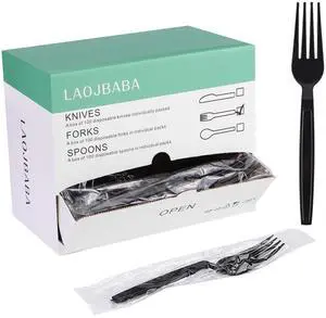 Plastic Fork Disposable Individually Packaged Forks Black 7-Inch Commercial Take Away Forks,Super Hard Mass Heavy Individually Wrapped Fork 100 PCS Plastic Fork Disposable Individually Packaged Forks Black 7-Inch Commercial Take Away Forks,Super Hard Mass Heavy Individually Wrapped Fork 100 PCS