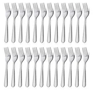 24-Piece Stainless Steel Dinner Forks Silverware - 7.1 Inch Silver Dinner Forks Set of 24, Flatware Set for Home, Kitchen or Restaurant, Mirror Polished, Dishwasher Safe 24-Piece Stainless Steel Dinner Forks Silverware - 7.1 Inch Silver Dinner Forks Set of 24, Flatware Set for Home, Kitchen or Restaurant, Mirror Polished, Dishwasher Safe