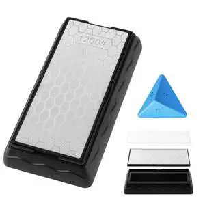 Double-sided Diamond Sharpening Stone,Knife Sharpening Stone with Extra Fine 1200/Coarse 400 Grit Diamond Plate, Storage Case with Non-Slip Base & Angle Guide(7 x 3.5 Inch) Double-sided Diamond Sharpening Stone,Knife Sharpening Stone with Extra Fine 1200/Coarse 400 Grit Diamond Plate, Storage Case with Non-Slip Base & Angle Guide(7 x 3.5 Inch)