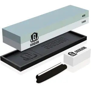 Premium Knife Sharpening Stone Kit with Angle Guide & Flattening Stone Premium Knife Sharpening Stone Kit with Angle Guide & Flattening Stone