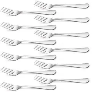 Silverware, Dinner Fork 8 Inches, Forks Set of 12 Premium Food Grade Stainless Steel Forks for Home Kitchen Party Restaurant, Mirror Polished Dishwasher Safe Silverware, Dinner Fork 8 Inches, Forks Set of 12 Premium Food Grade Stainless Steel Forks for Home Kitchen Party Restaurant, Mirror Polished Dishwasher Safe