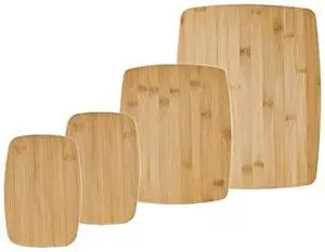 4-Piece Bamboo Cutting Board Set - Reversible Boards for Meal Prep, Charcuterie, Cheese and Entertaining, Natural Bamboo Kitchen Essential 4-Piece Bamboo Cutting Board Set - Reversible Boards for Meal Prep, Charcuterie, Cheese and Entertaining, Natural Bamboo Kitchen Essential