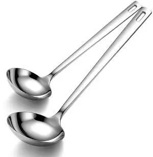 2 Piece Soup Ladle Set, 11.8" Large & 9.6" Small Stainless Steel Ladles, One-Piece Ergonomic Cooking Spoons, Dishwasher Safe Heavy Duty Serving Utensils for Home Kitchen Soup Sauce Noodle 2 Piece Soup Ladle Set, 11.8" Large & 9.6" Small Stainless Steel Ladles, One-Piece Ergonomic Cooking Spoons, Dishwasher Safe Heavy Duty Serving Utensils for Home Kitchen Soup Sauce Noodle