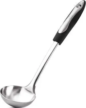 Premium Soup Ladle - 12" Stainless Steel with Non-Slip Silicone Handle Premium Soup Ladle - 12" Stainless Steel with Non-Slip Silicone Handle