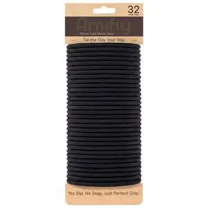 Black Hair Ties No Damage, Organic Ponytail Holders Hair Accessories for Women & Men, 4mm Hair Elastics Fits All Hair Types (32 Count) Black Hair Ties No Damage, Organic Ponytail Holders Hair Accessories for Women & Men, 4mm Hair Elastics Fits All Hair Types (32 Count)