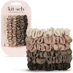 Ultra-Petite Satin Scrunchies for Women - Eucalyptus, 6pcs Ultra-Petite Satin Scrunchies for Women - Eucalyptus, 6pcs