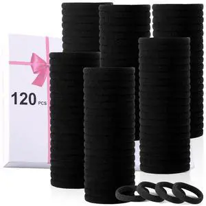 120PCS Black Hair Ties for Thick Hair Seamless No Damage Elastic Ponytail Holders, Black Hair Band,Bulk Nylon Hair Elastics for Women 120PCS Black Hair Ties for Thick Hair Seamless No Damage Elastic Ponytail Holders, Black Hair Band,Bulk Nylon Hair Elastics for Women