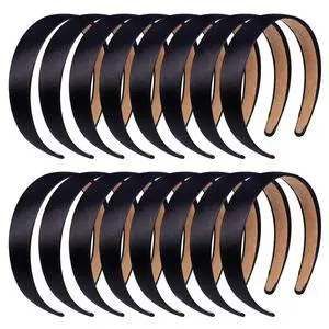 16 Pcs Satin Headbands Bulk 1 Inch Anti-slip Black Ribbon Hair Bands Plain Hard Headbands for Women Girls DIY Craft Hair Accessories (Black) 16 Pcs Satin Headbands Bulk 1 Inch Anti-slip Black Ribbon Hair Bands Plain Hard Headbands for Women Girls DIY Craft Hair Accessories (Black)