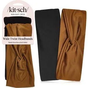 Wide Headbands for Women Non Slip - Black and Camel, 2pcs Wide Headbands for Women Non Slip - Black and Camel, 2pcs