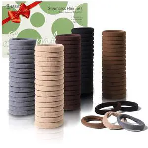 100PCS Brown Seamless Elastic Hair Ties No Damage for Women Girls 100PCS Brown Seamless Elastic Hair Ties No Damage for Women Girls