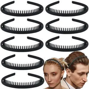 8 PCS Non Slip Fashion Effortless Plastic Headbands with Teeth Comb Skinny Hair Accessories Bands for Women Men Teen Girls, Short Teeth Matte Black 8 PCS Non Slip Fashion Effortless Plastic Headbands with Teeth Comb Skinny Hair Accessories Bands for Women Men Teen Girls, Short Teeth Matte Black