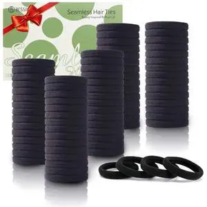 100PCS Black Seamless Elastic Hair Ties No Damage for Women Girls 100PCS Black Seamless Elastic Hair Ties No Damage for Women Girls