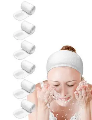 Spa Headband, 6 Pack White - Non-slip Stretchable Washable Makeup Headband for Face Wash Facial Treatment, Fits All, Workout, Yoga, Gym, Salon, Home Use Spa Headband, 6 Pack White - Non-slip Stretchable Washable Makeup Headband for Face Wash Facial Treatment, Fits All, Workout, Yoga, Gym, Salon, Home Use