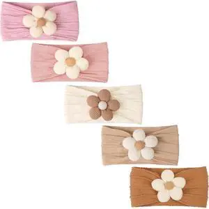5Pcs Baby Flower Headbands Baby Girl Soft Nylon Headband for Newborn 5Pcs Baby Flower Headbands Baby Girl Soft Nylon Headband for Newborn