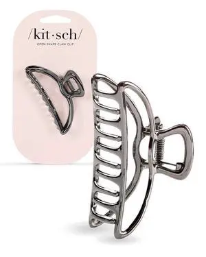 Open Shape Metal Hair Clips for Women - Hematite, 1 Pc Open Shape Metal Hair Clips for Women - Hematite, 1 Pc