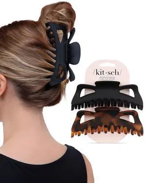 5 Inch Large Claw Clips for Thick and Long Hair - Black & Tort, 2pcs 5 Inch Large Claw Clips for Thick and Long Hair - Black & Tort, 2pcs