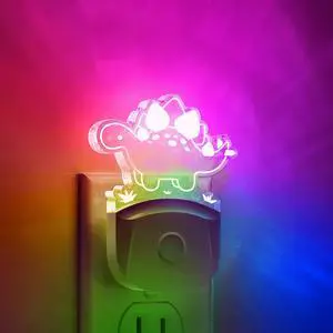 Dinosaur Night Light for Kids, Nightlight Plug in, Dusk-to-Dawn | Stegosaurus LED Night Lights Plug into Wall, RGB+Soft White 3000K, 3 Lighting Modes, Ideal for Nursery, Room Decor, 1 Pack Dinosaur Night Light for Kids, Nightlight Plug in, Dusk-to-Dawn | Stegosaurus LED Night Lights Plug into Wall, RGB+Soft White 3000K, 3 Lighting Modes, Ideal for Nursery, Room Decor, 1 Pack