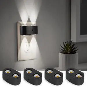 4-Pack LED Night Lights Plug into Wall, 5000K Daylight 100LM, Auto On/Off Light Sensor, Rotating Ambient Lighting for Bedroom, Hallway, Bathroom, Nursery, Kitchen Non Dimmable 4-Pack LED Night Lights Plug into Wall, 5000K Daylight 100LM, Auto On/Off Light Sensor, Rotating Ambient Lighting for Bedroom, Hallway, Bathroom, Nursery, Kitchen Non Dimmable