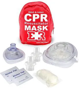 Adult and Infant CPR Mask Combo Kit Includes 2 CPR Masks with One-Way Valves, Pair of Vinyl Gloves, 2 Alcohol Prep Pads Portable Emergency CPR Kit Red Adult and Infant CPR Mask Combo Kit Includes 2 CPR Masks with One-Way Valves, Pair of Vinyl Gloves, 2 Alcohol Prep Pads Portable Emergency CPR Kit Red