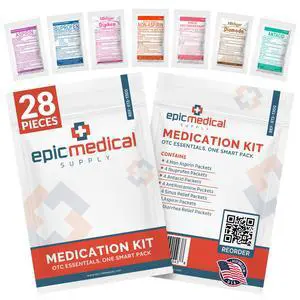 First Aid Kit Medication Refill 28-Count Unit Dose Packets Emergency Medicine Kit Pills for 1st Aid Kit Refills, Travel, Office, Dorm, Camping Assembled in USA First Aid Kit Medication Refill 28-Count Unit Dose Packets Emergency Medicine Kit Pills for 1st Aid Kit Refills, Travel, Office, Dorm, Camping Assembled in USA