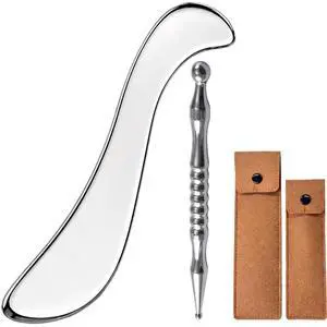 Stainless Steel Muscle Scraper Tool and Acupressure Pen 2-Pieces | Point-Relief + Deep Tissue, Full-Body Targeting, Smooth Surface, Easy to Clean, Pouch Included & Travel-Friendly Stainless Steel Muscle Scraper Tool and Acupressure Pen 2-Pieces | Point-Relief + Deep Tissue, Full-Body Targeting, Smooth Surface, Easy to Clean, Pouch Included & Travel-Friendly