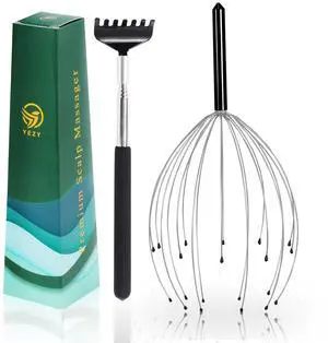 Head Massager 20 Fingers Head Scratcher Scalp Massager, Back Scratcher, Stocking Stuffers for Scalp Massage Back Massage (Black) Head Massager 20 Fingers Head Scratcher Scalp Massager, Back Scratcher, Stocking Stuffers for Scalp Massage Back Massage (Black)