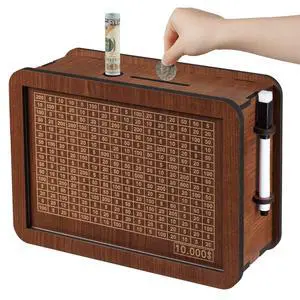 Wooden Money Saving Box for Kids & Adults - Reusable $10,000 Savings Challenge Box with Progress Tracker & Cash Vault, Educational Piggy Bank Gift for Boys Girls 3-12 (10000 Dollar) Wooden Money Saving Box for Kids & Adults - Reusable $10,000 Savings Challenge Box with Progress Tracker & Cash Vault, Educational Piggy Bank Gift for Boys Girls 3-12 (10000 Dollar)