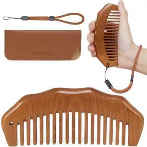 Wooden Comb for Pain Relief, Labor Comb with Wrist Strap | Anti-slip & Adjustable Strap, No Statics Wooden Comb for Hair Growth, for Scalp Massage & Distribute Oils, Peachwood Wooden Comb for Pain Relief, Labor Comb with Wrist Strap | Anti-slip & Adjustable Strap, No Statics Wooden Comb for Hair Growth, for Scalp Massage & Distribute Oils, Peachwood