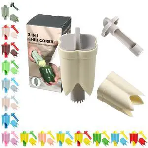 Pepper Corer, 2 in 1 Red Bell Pepper Seed Corer Remover Tool, Fruit & Vegetable Corers Quick Cave Tools for Jalapeno Cutter Deseeder, Off White, 1 P Pepper Corer, 2 in 1 Red Bell Pepper Seed Corer Remover Tool, Fruit & Vegetable Corers Quick Cave Tools for Jalapeno Cutter Deseeder, Off White, 1 P