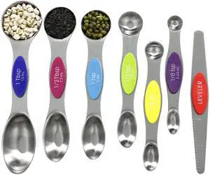 Multicolor Magnetic Measuring Spoons Set with Leveler | 7Pack, Stainless Steel, Stackable, Fits Spice Jars - For Baking Kitchen Gadgets Apartment Essentials Fits Multicolor Magnetic Measuring Spoons Set with Leveler | 7Pack, Stainless Steel, Stackable, Fits Spice Jars - For Baking Kitchen Gadgets Apartment Essentials Fits