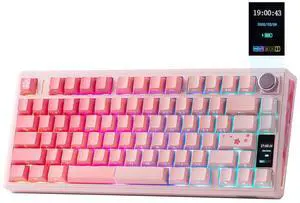 TH80 V2 PRO Wireless Gaming Keyboard with Screen&Knob, 10000mAh, 2.4Ghz/BT/USB-C, RGB, Hot Swap, Custom Driver, NKRO, PBT Keycap, Mechanical Keyboard for PC/Mac (Pink, Creamy Jade) TH80 V2 PRO Wireless Gaming Keyboard with Screen&Knob, 10000mAh, 2.4Ghz/BT/USB-C, RGB, Hot Swap, Custom Driver, NKRO, PBT Keycap, Mechanical Keyboard for PC/Mac (Pink, Creamy Jade)