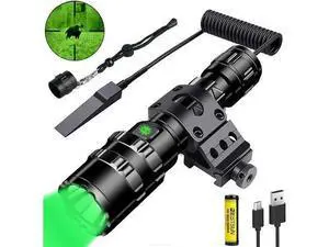 Green Light Flashlight, Rechargeable LED Green Light Tactical Flashlight with Pressure Switch, 5 Modes & Zoomable Deer Hunting Light, IPX4 waterproof Hog Lights for Night Hunting Coyote Varmint Green Light Flashlight, Rechargeable LED Green Light Tactical Flashlight with Pressure Switch, 5 Modes & Zoomable Deer Hunting Light, IPX4 waterproof Hog Lights for Night Hunting Coyote Varmint