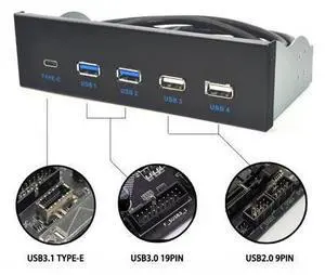 WRIARICH 5.25 Inch USB 3.1 GEN2 Front Panel USB Hub 2 Ports USB 3.0 + 2 Ports USB2.0 + 1 Port TYPE-C with TYPE-E Connector for Desktop PC WRIARICH 5.25 Inch USB 3.1 GEN2 Front Panel USB Hub 2 Ports USB 3.0 + 2 Ports USB2.0 + 1 Port TYPE-C with TYPE-E Connector for Desktop PC