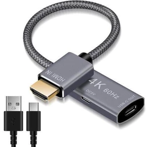 HDMI Male to USB-C Female Cable Adapter with USB C Power Cable Uni-Directional HDMI (source) to Type C 3.1 (display) Converter 4K 60Hz Thunderbolt 3 Adapter for MacBook Pro Surface Xreal Air HDMI Male to USB-C Female Cable Adapter with USB C Power Cable Uni-Directional HDMI (source) to Type C 3.1 (display) Converter 4K 60Hz Thunderbolt 3 Adapter for MacBook Pro Surface Xreal Air